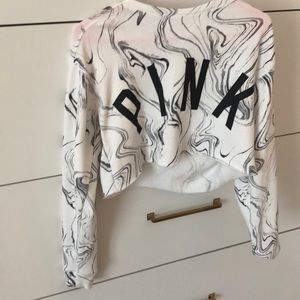 pink fleece material crop top